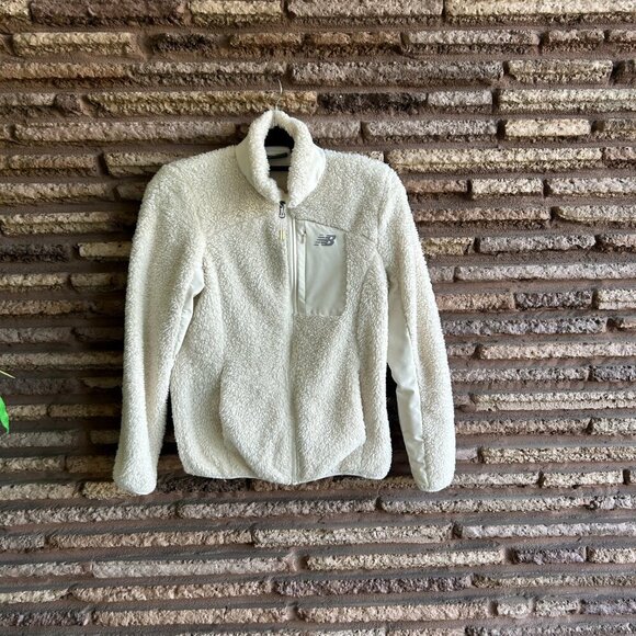 New Balance Ivory Teddy Fleece Full Zip Jacket Size Small - Picture 7 of 8